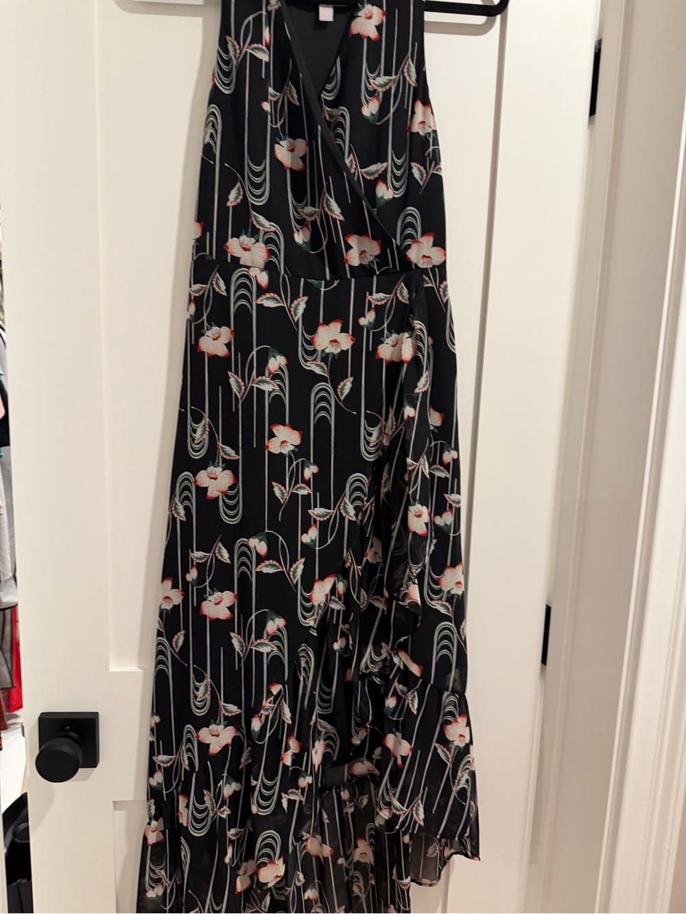Chelsea28 Black Floral Wrap Maxi Dress